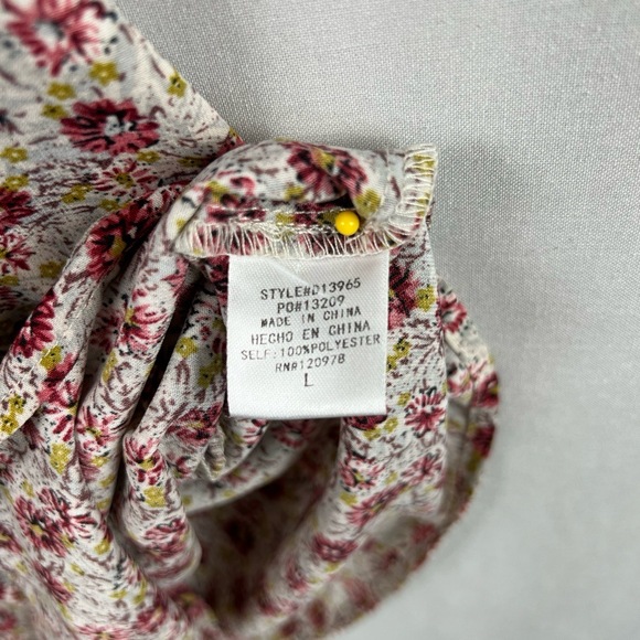 Entro Mini Dress Womens Large Ditsy Floral Puff Sleeve Gathered Cottage Core - Picture 5 of 13